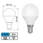 Lâmpada LED E14 7w Esférica G45 6500k 638lm