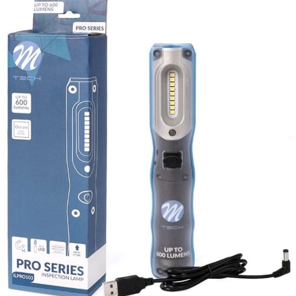 Lanterna LED de Inspeção "2-em-1" Magnética PREMIUM USB Recarregável 600Lm - M-TECH