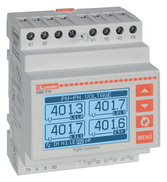 Multímetro Digital Modular 3 Fases + Neutro 5A 100-240V com LDC Gráfico (RS485)