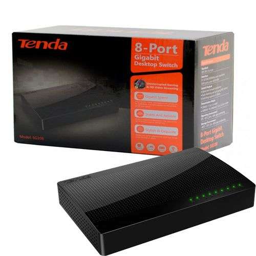 Switch de Rede Gigabit 8 Portas Preto – TENDA