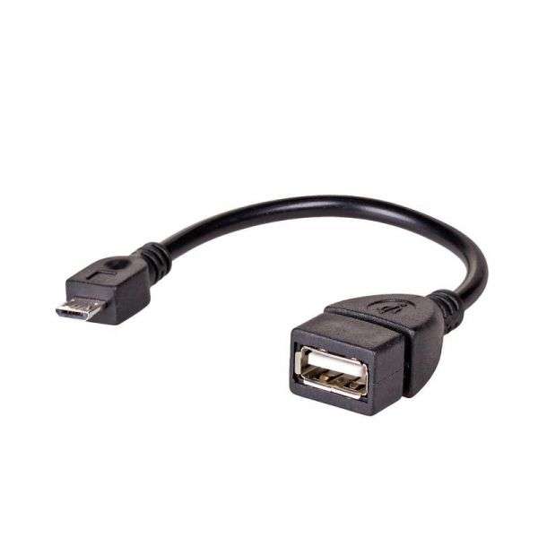 Cabo OTG USB 2.0 Tomada USB A Micro Ficha USB B Niquelado – AKYGA