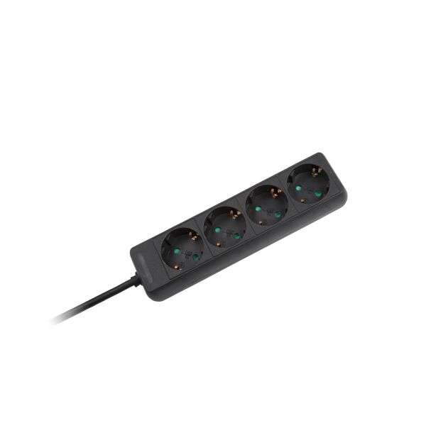 Extensão Quádrupla Preta (3×1.0mm) 1.5 metros Sem Interruptor