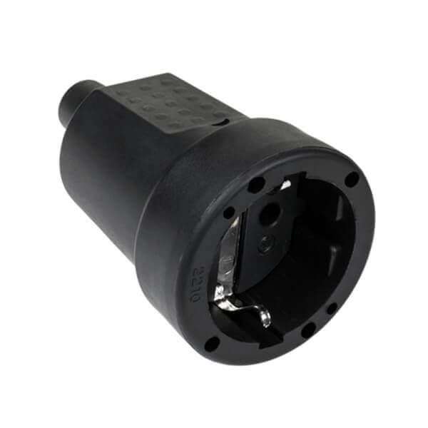 Soquete do Tipo Alemão 16A / 250V (Borracha Preta)