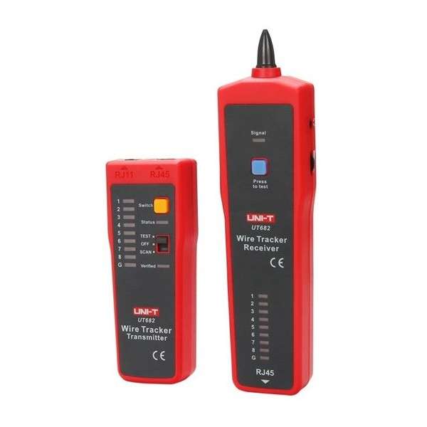 Medidor – Localizador de Pares de Cabos com um Testador de Cabos RJ-45 UT682 – UNI-T