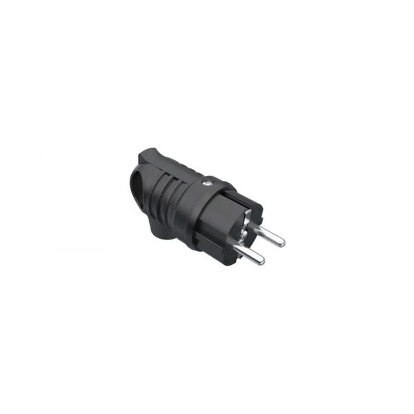 Ficha Borracha Macho 90º 2P+T 16A 250V IP44 com Puxador Preta