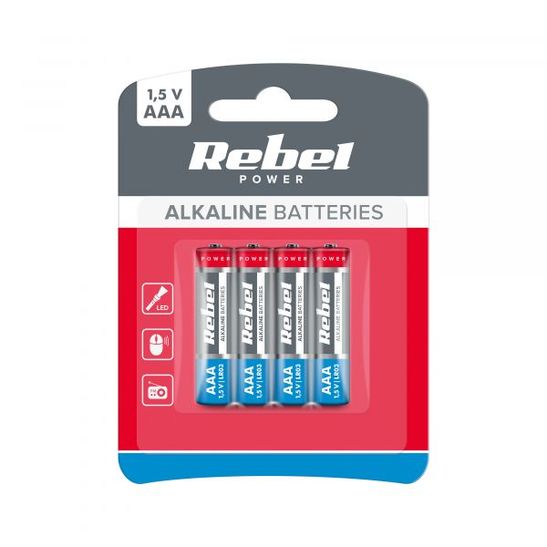 Blister 4 Pilhas Alcalinas LR03 AAA – REBEL