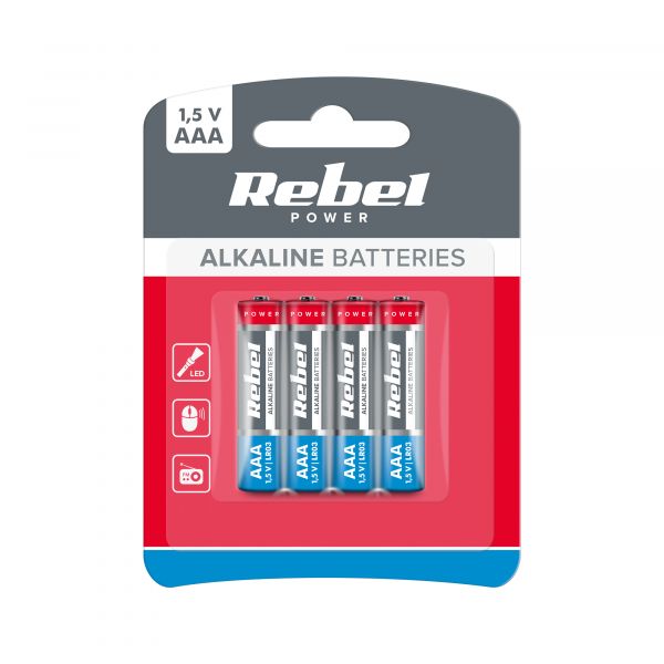 Blister 4 Pilhas Alcalinas LR03 AAA – REBEL