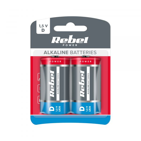 Blister 2 Pilhas Alcalinas 1,5V D / LR20 – REBEL