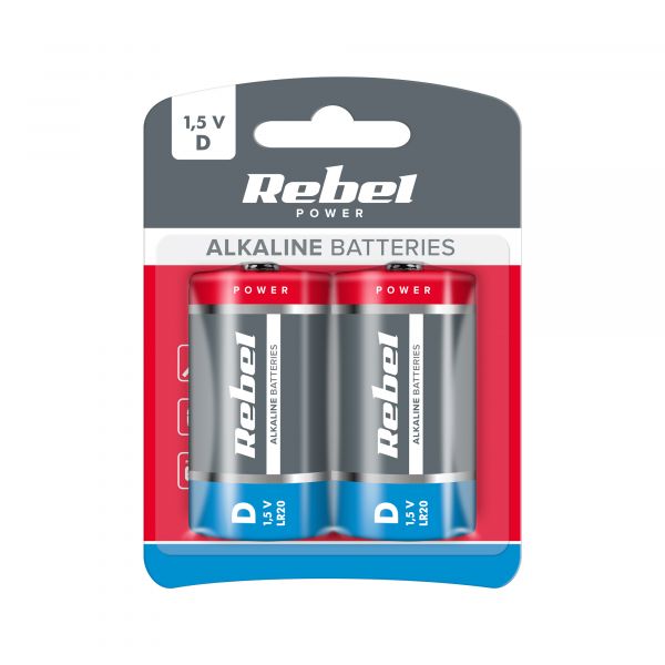 Blister 2 Pilhas Alcalinas 1,5V D / LR20 – REBEL