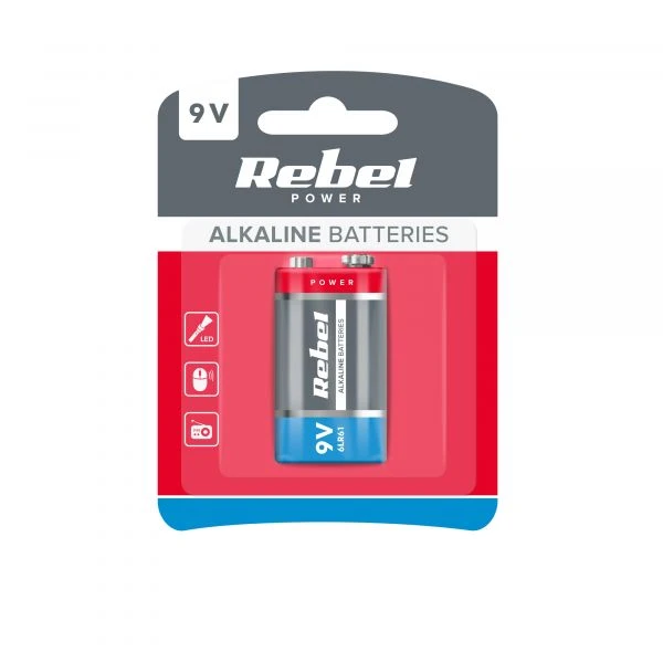 Pilha Alcalina 9V 6LR61 – REBEL