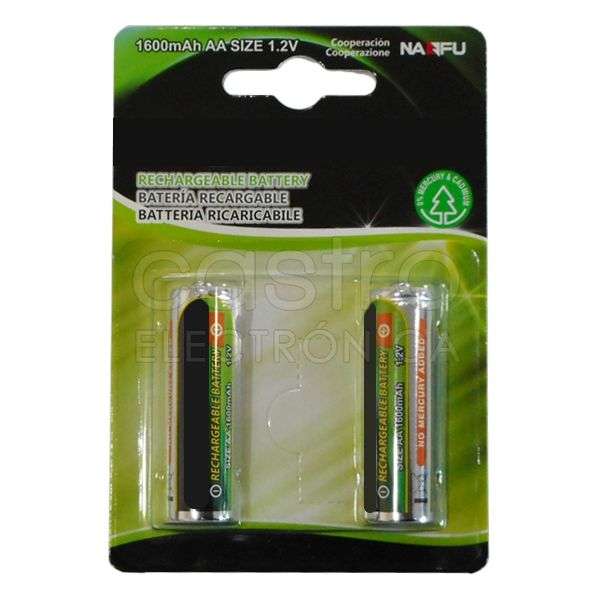 Blister de 2 Pilhas Recarregáveis 1,2V 2500mAh Ni-Mh – AA – NIMO