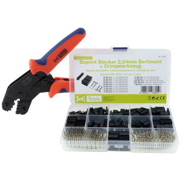 Caixa com 620 Conetores DUPONT 2.54mm + Alicate – SEKI