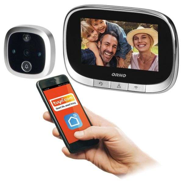 Visor Eletrônico de Porta com Campainha e Função de Gravação – ORNO