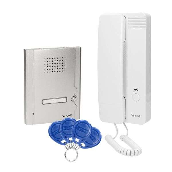 Kit Campainha com 2 Fios com Dois Intercomunicadores com Leitura De Tags com Proximidade Branco – VIRONE