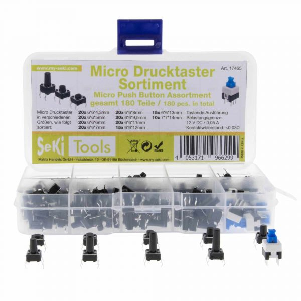 Conjunto de 180 Peças de Micro Botões de Pressão – SEKI