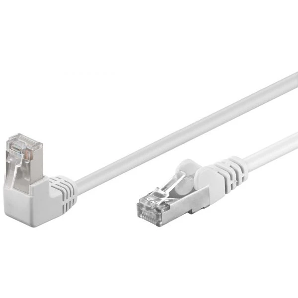 Cabo de Rede CAT 5e 1x 90 ° angular, F / UTP 0,50 metros Branco – PVC