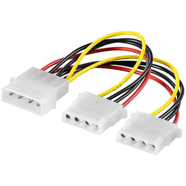 Adaptador / cabo de alimentação PC Y (5,25 polegadas); 1x masculino para 2x feminino