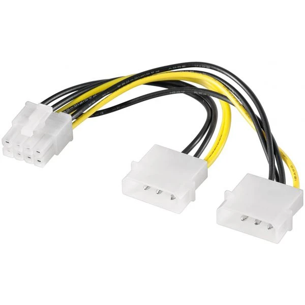 Cabo de alimentação / adaptador para placa gráfica de PC; PCI-E / PCI Express; 6 pinos para 8 pinos