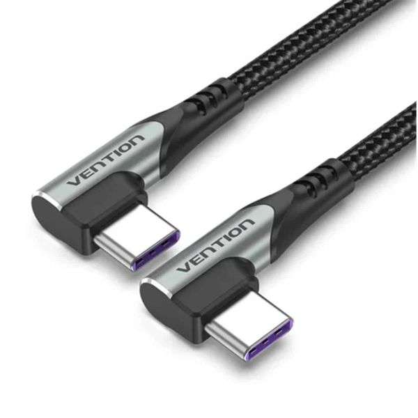 Cabo USB C 2.0 Angular em Ambos os Lados 1 metro Preto – VENTION