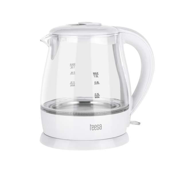 Chaleira Elétrica em Vidro 1650W 1L Branca – TESA