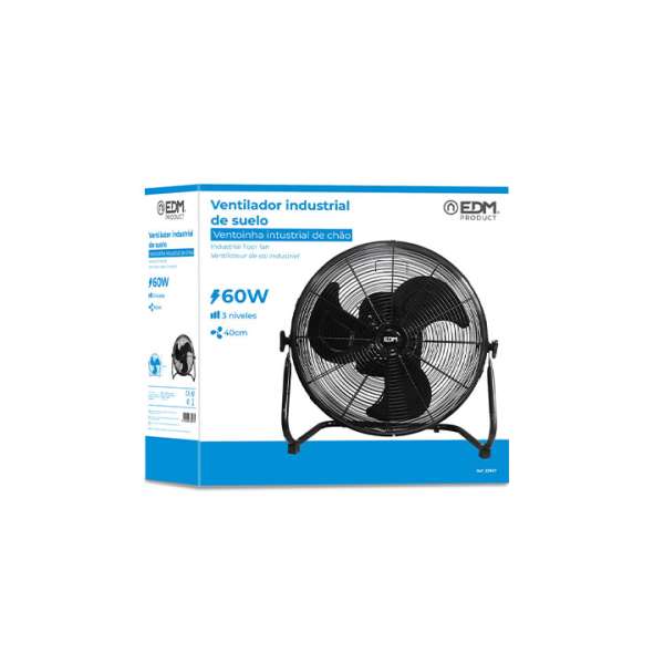 Ventoinha Industrial Oscilante 60W Ø40×51,5cm Preta – EDM