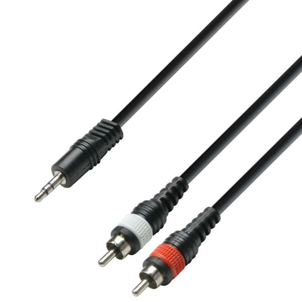 Cabo de interconexão RCA macho/mini macho de 3 metros. RCA-M/MINIJACK-M – GOLMAR