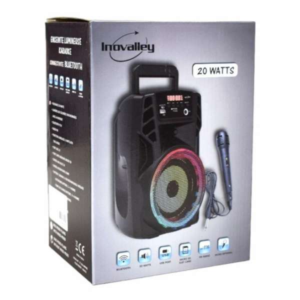 Coluna Bluetooth 20W USB/Rádio FM/MicroSD/AUX/TWS