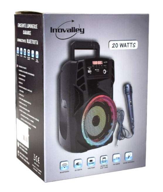 Coluna Bluetooth 20W USB/Rádio FM/MicroSD/AUX/TWS